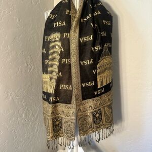 Pashmina Black and Gold Patterned Scarf